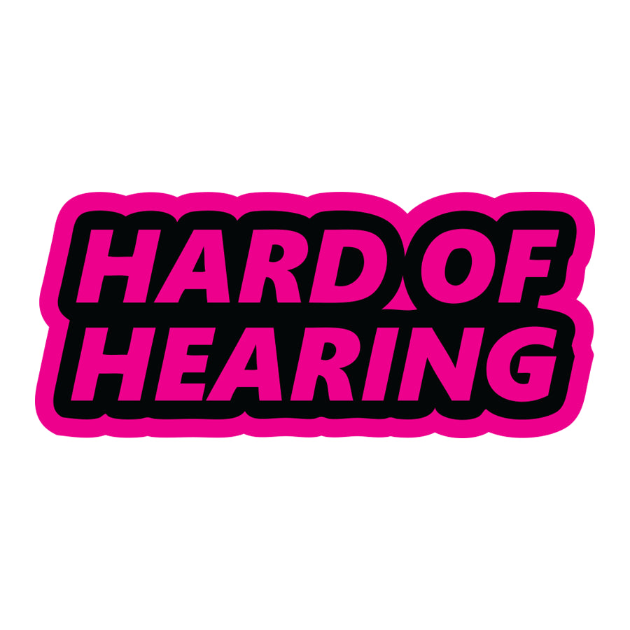 STICKER: Outline Hard of Hearing, Neon Pink
